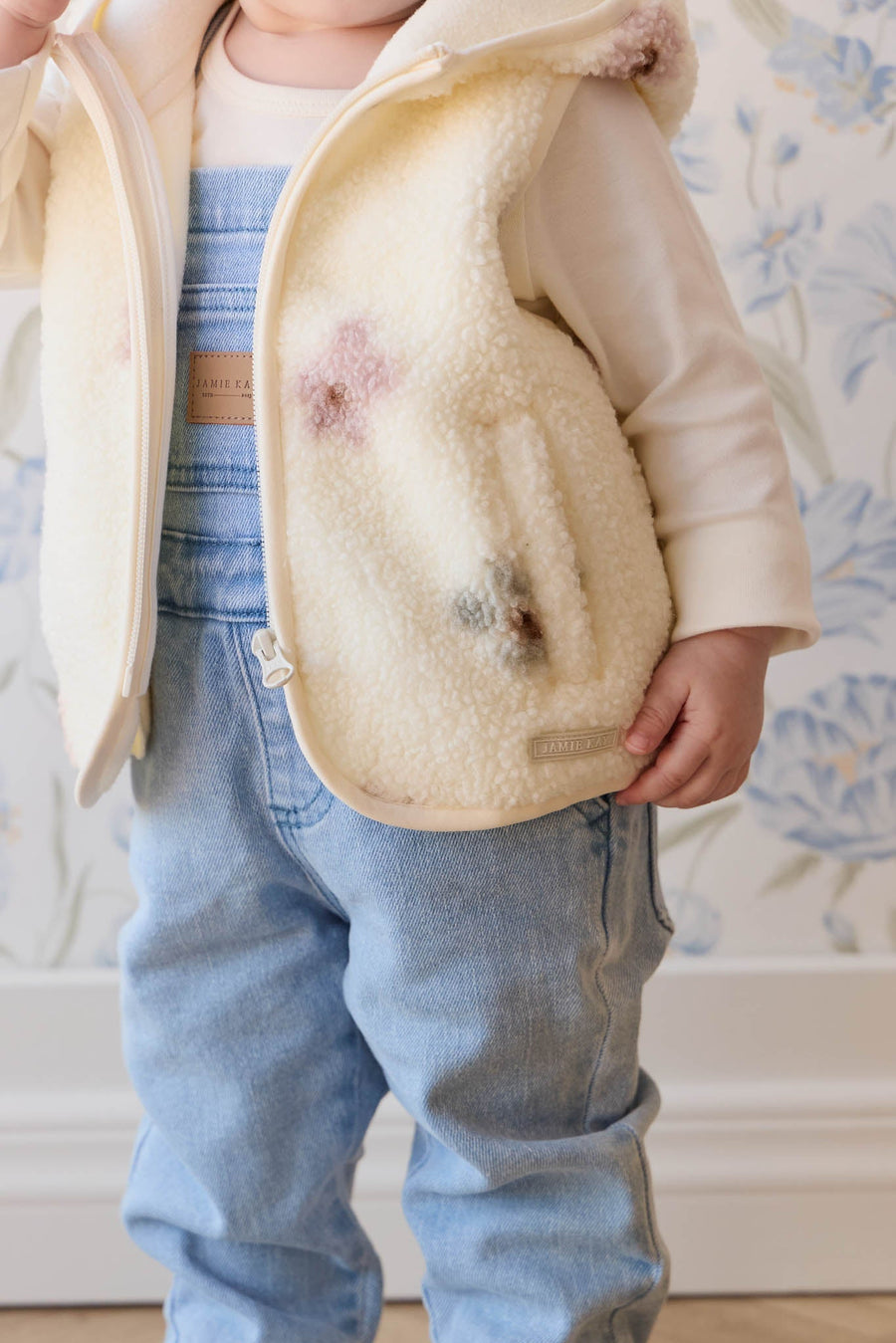 Kai Sherpa Vest - Fifi Spaced Egret Childrens Vest from Jamie Kay Australia