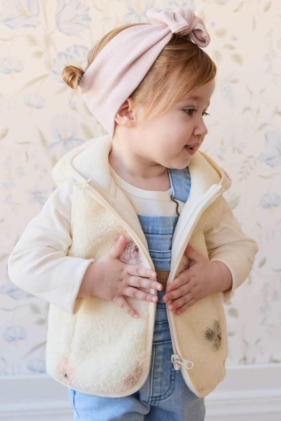 Kai Sherpa Vest - Fifi Spaced Egret Childrens Vest from Jamie Kay Australia