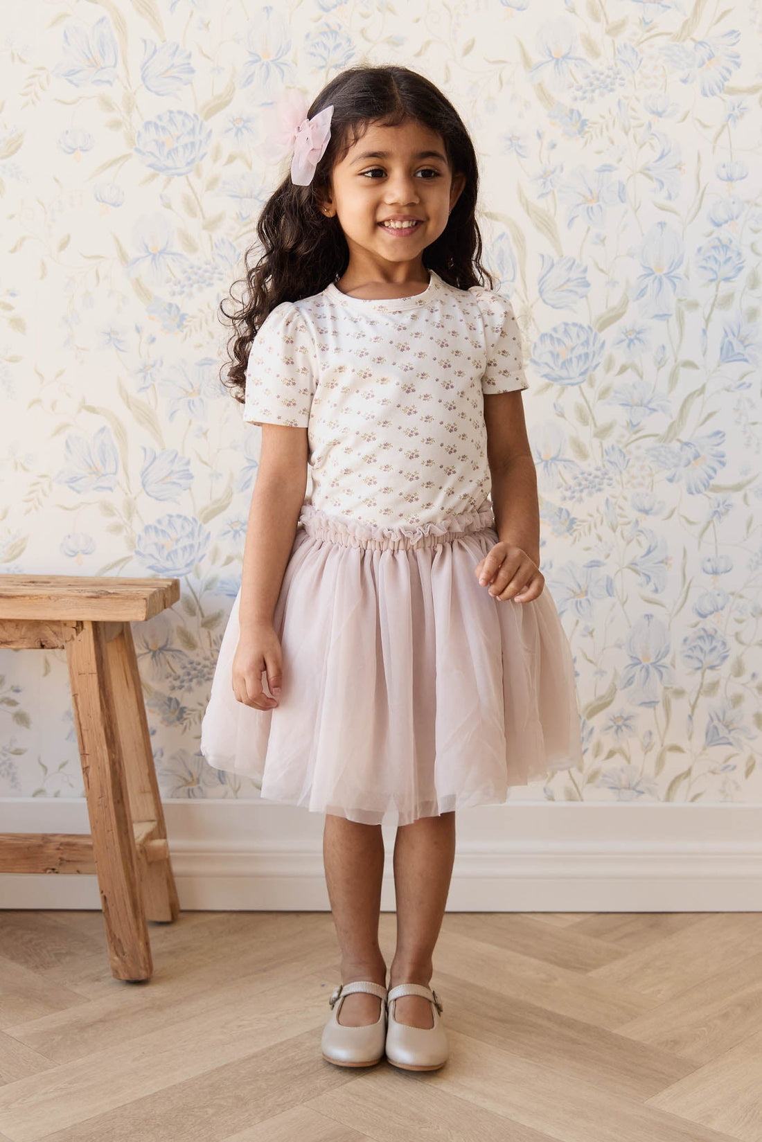 Organic Cotton Tasha Top - Rose Floral Pink Childrens Top from Jamie Kay Australia