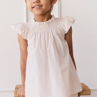 Organic Cotton Tamara Top - Mini Woven Gingham Violet Childrens Top from Jamie Kay Australia