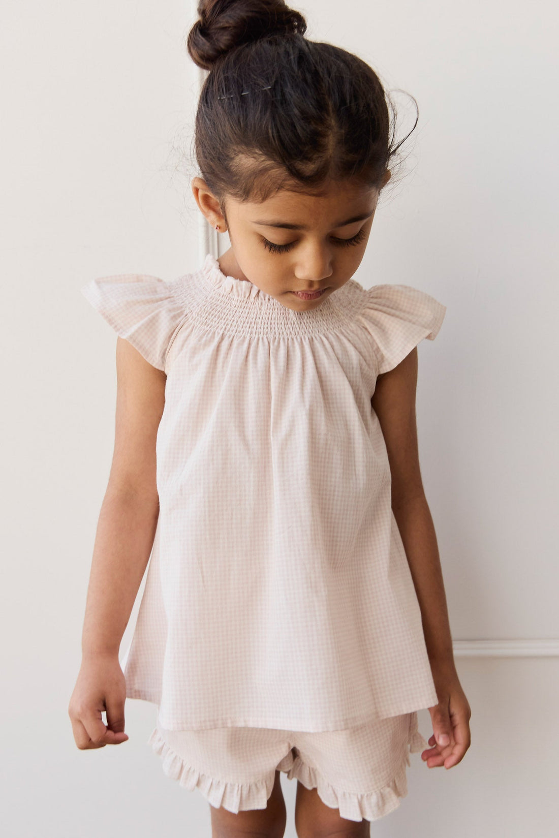 Organic Cotton Tamara Top - Mini Woven Gingham Violet Childrens Top from Jamie Kay Australia