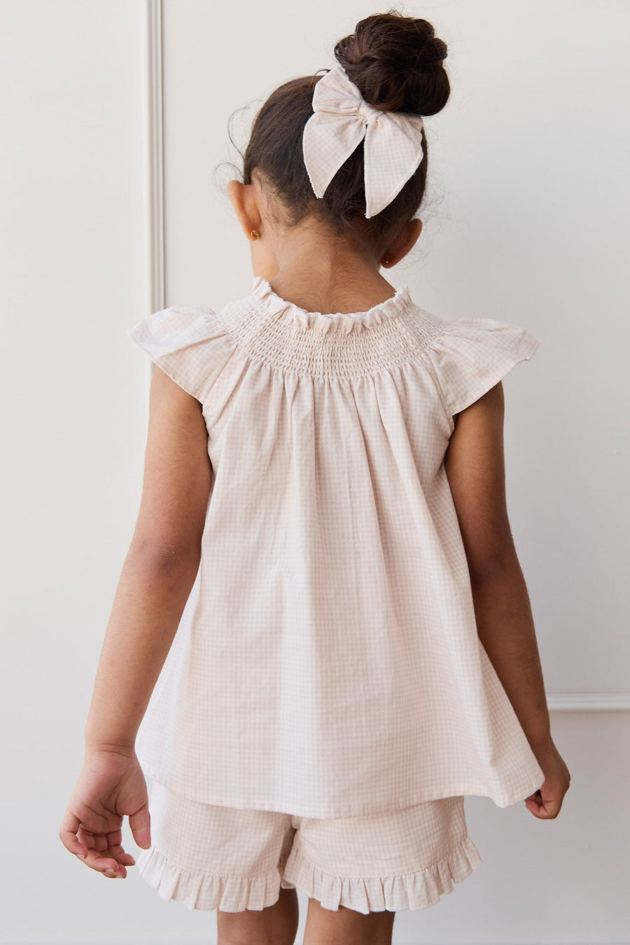 Organic Cotton Tamara Top - Mini Woven Gingham Violet Childrens Top from Jamie Kay Australia