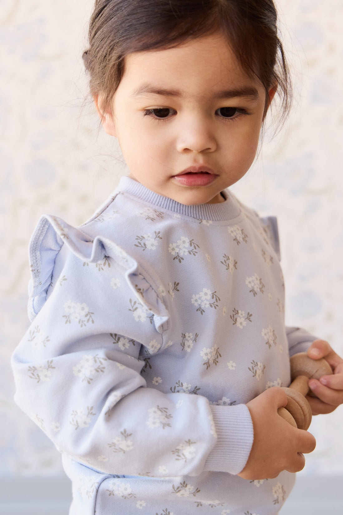 Organic Cotton Maple Sweatshirt - Rose Floral Smoke Childrens Top from Jamie Kay Australia