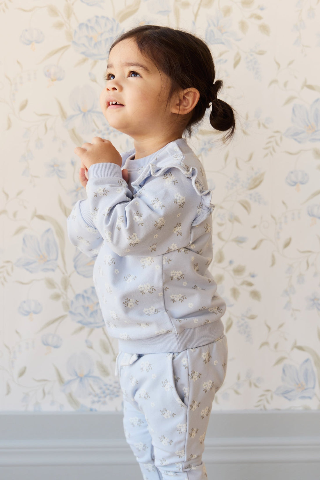 Organic Cotton Maple Sweatshirt - Rose Floral Smoke Childrens Top from Jamie Kay Australia