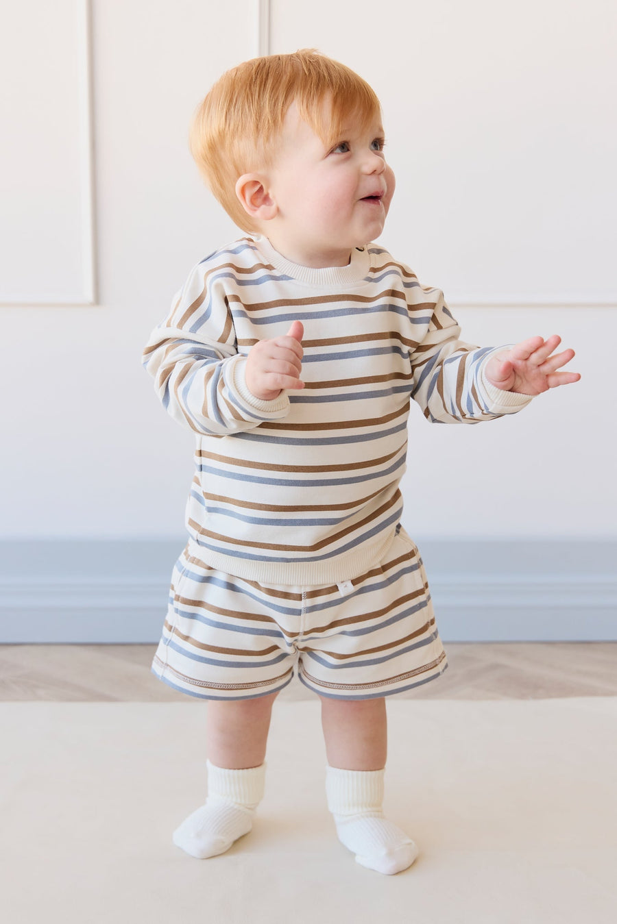 Organic Cotton Damien Sweatshirt - Hudson Stripe Tiger Childrens Top from Jamie Kay Australia