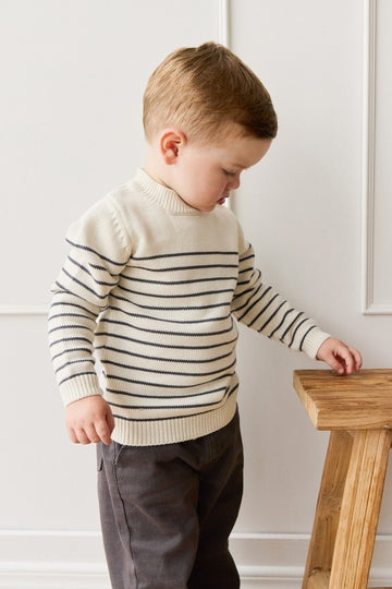 Malcolm Knitted Jumper - Malcolm Stripe Cloud/Atlantic Childrens Jumper from Jamie Kay Australia