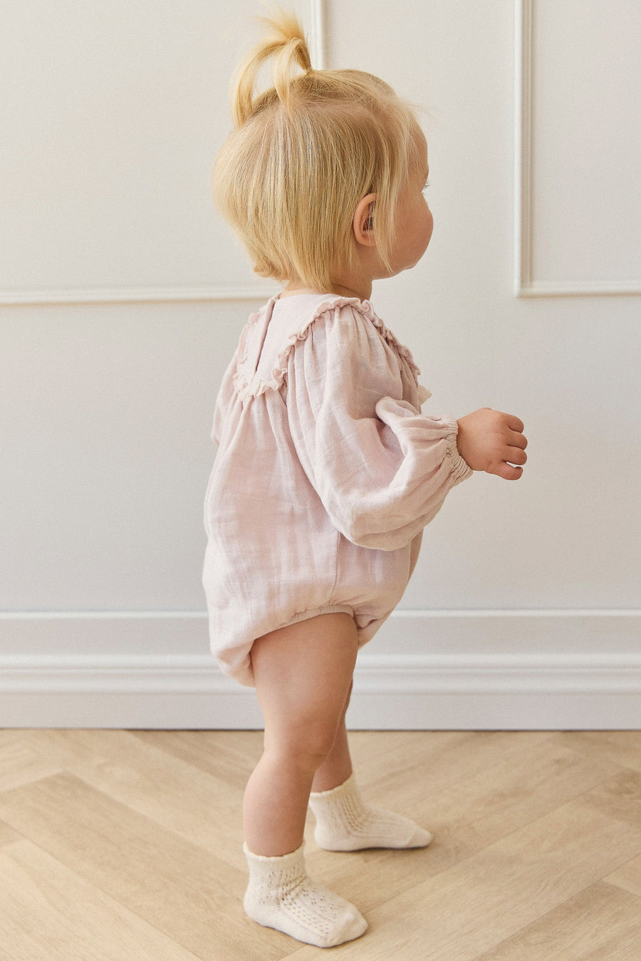 Organic Cotton Muslin Frances Playsuit - Pale Lilac Childrens Playsuit from Jamie Kay Australia