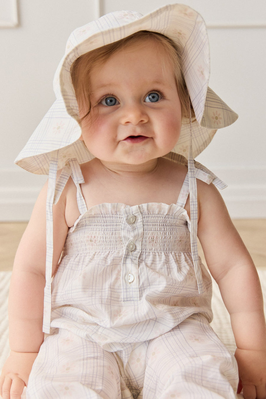 Organic Cotton Mirabel Jumpsuit - Marguerite Egret Childrens Jumpsuit from Jamie Kay Australia