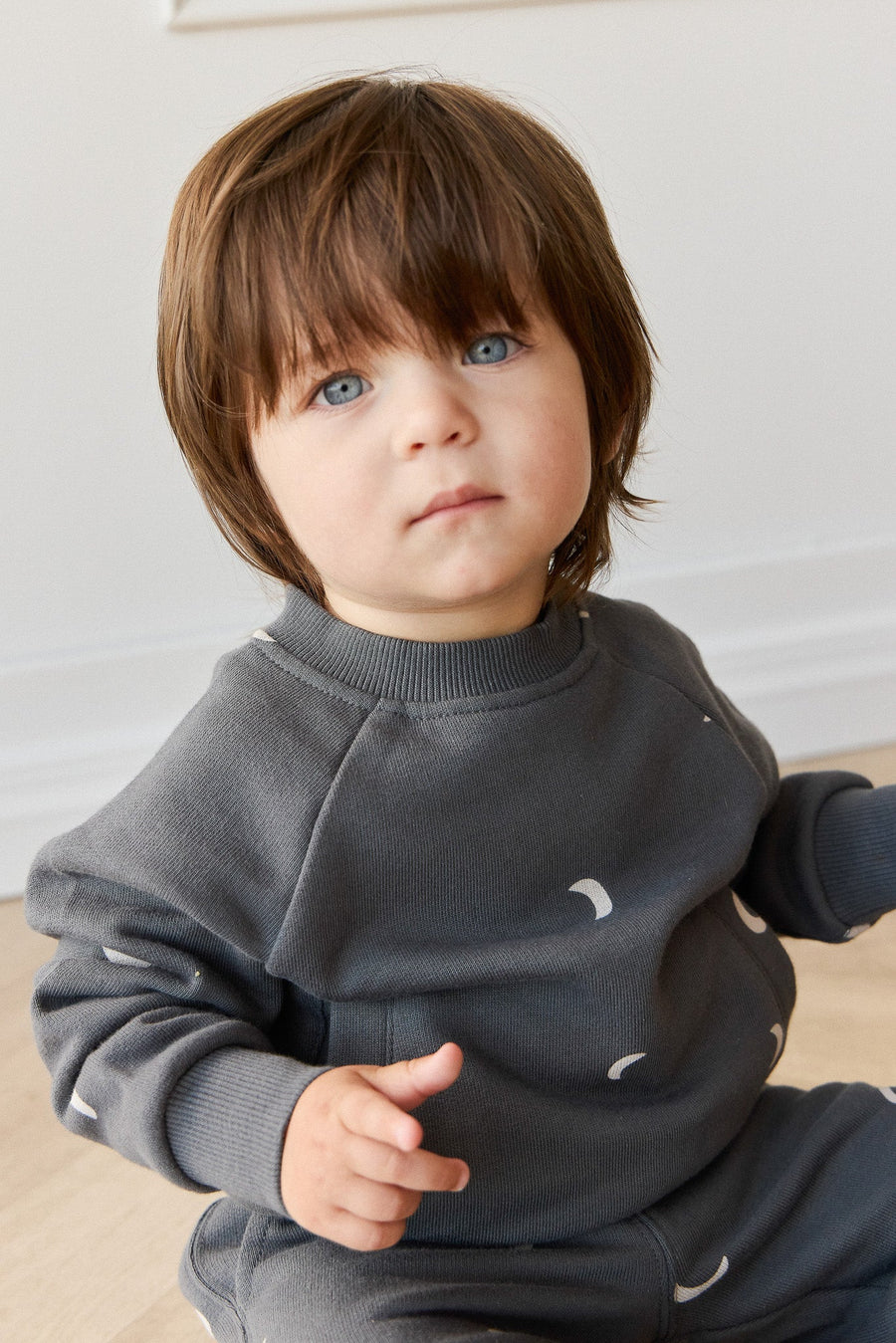 Organic Cotton Henry Sweatshirt - Crescent Moon Icelandic Childrens Top from Jamie Kay Australia