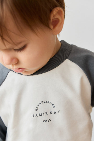 Pima Cotton Dax Tee - Tofu/Atlantic JK Established Childrens Top from Jamie Kay Australia