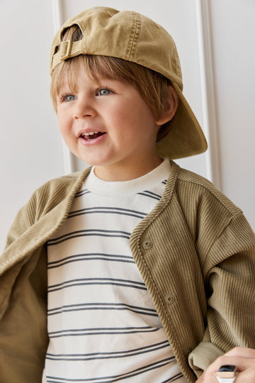 Pima Cotton Arnold Long Sleeve Top - Dual Stripe Atlantic/Cloud Childrens Top from Jamie Kay Australia