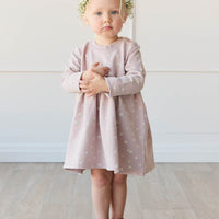 Organic Cotton Charlotte Dress - Simple Flowers Lilac Childrens Dress from Jamie Kay Australia