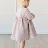 Organic Cotton Charlotte Dress - Simple Flowers Lilac Childrens Dress from Jamie Kay Australia