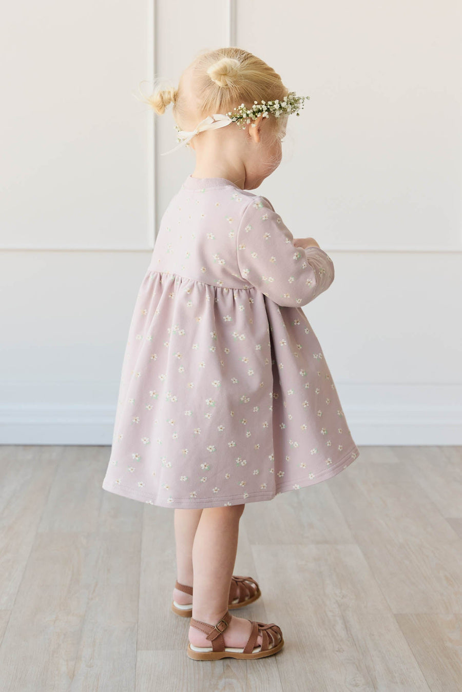 Organic Cotton Charlotte Dress - Simple Flowers Lilac Childrens Dress from Jamie Kay Australia