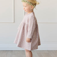 Organic Cotton Charlotte Dress - Simple Flowers Lilac Childrens Dress from Jamie Kay Australia