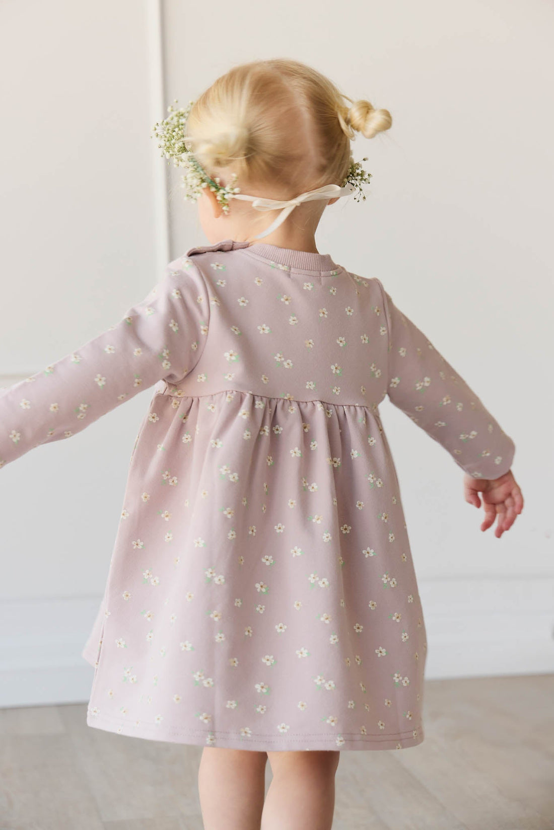 Organic Cotton Charlotte Dress - Simple Flowers Lilac Childrens Dress from Jamie Kay Australia