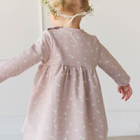 Organic Cotton Charlotte Dress - Simple Flowers Lilac Childrens Dress from Jamie Kay Australia