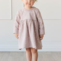 Organic Cotton Charlotte Dress - Simple Flowers Lilac Childrens Dress from Jamie Kay Australia