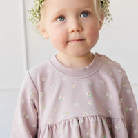 Organic Cotton Charlotte Dress - Simple Flowers Lilac Childrens Dress from Jamie Kay Australia