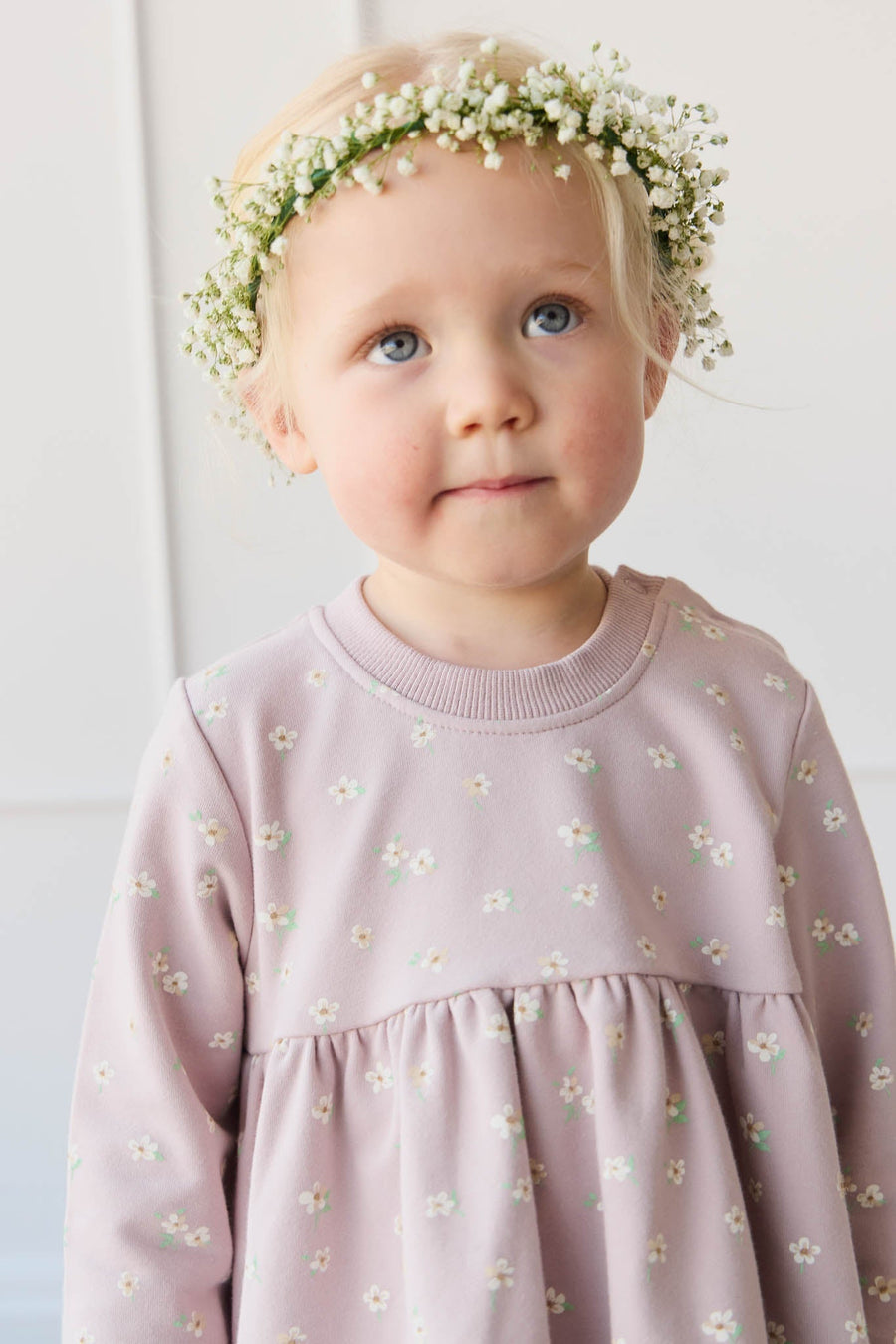 Organic Cotton Charlotte Dress - Simple Flowers Lilac Childrens Dress from Jamie Kay Australia