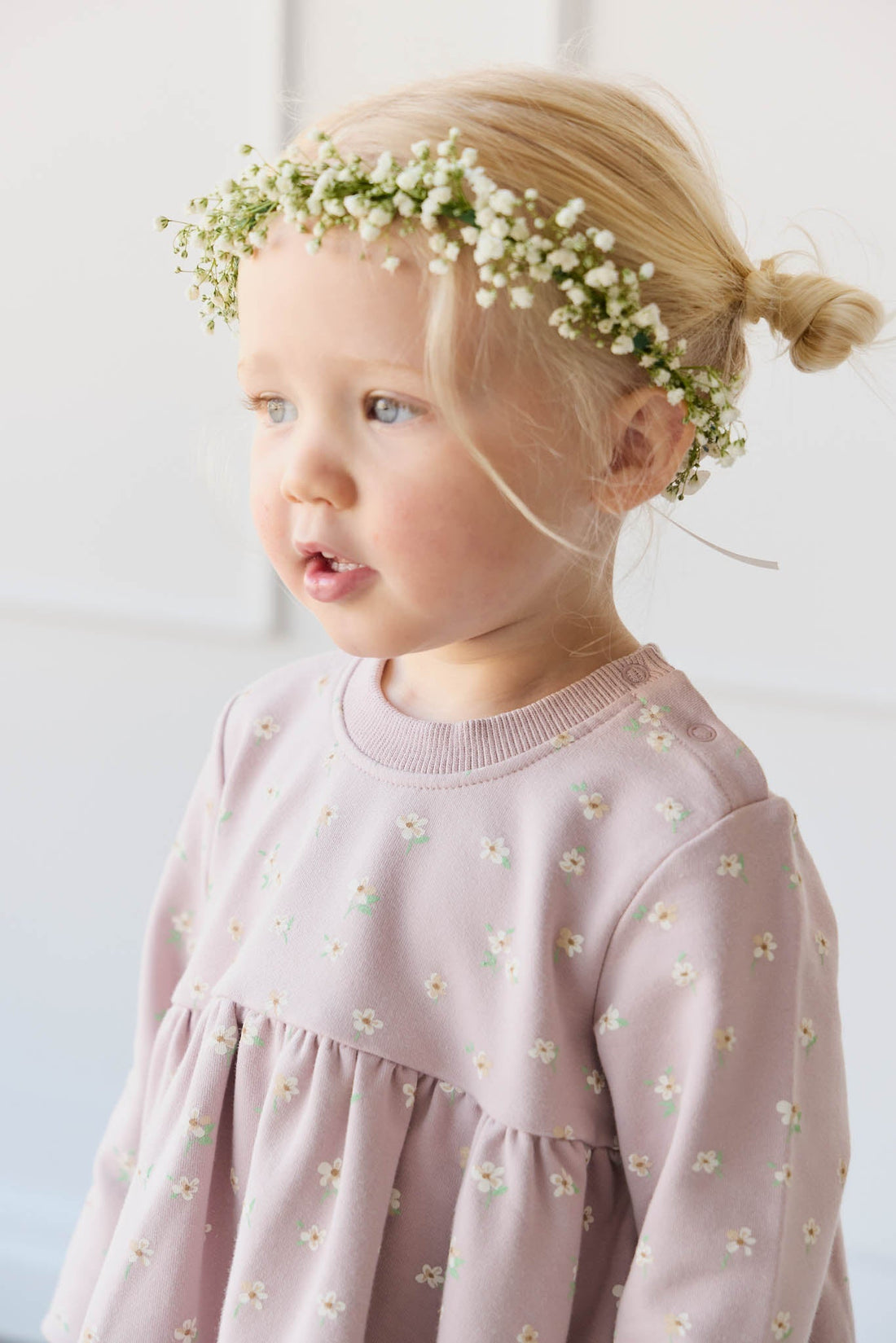 Organic Cotton Charlotte Dress - Simple Flowers Lilac Childrens Dress from Jamie Kay Australia