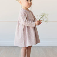 Organic Cotton Charlotte Dress - Simple Flowers Lilac Childrens Dress from Jamie Kay Australia