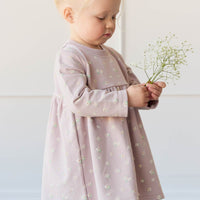 Organic Cotton Charlotte Dress - Simple Flowers Lilac Childrens Dress from Jamie Kay Australia