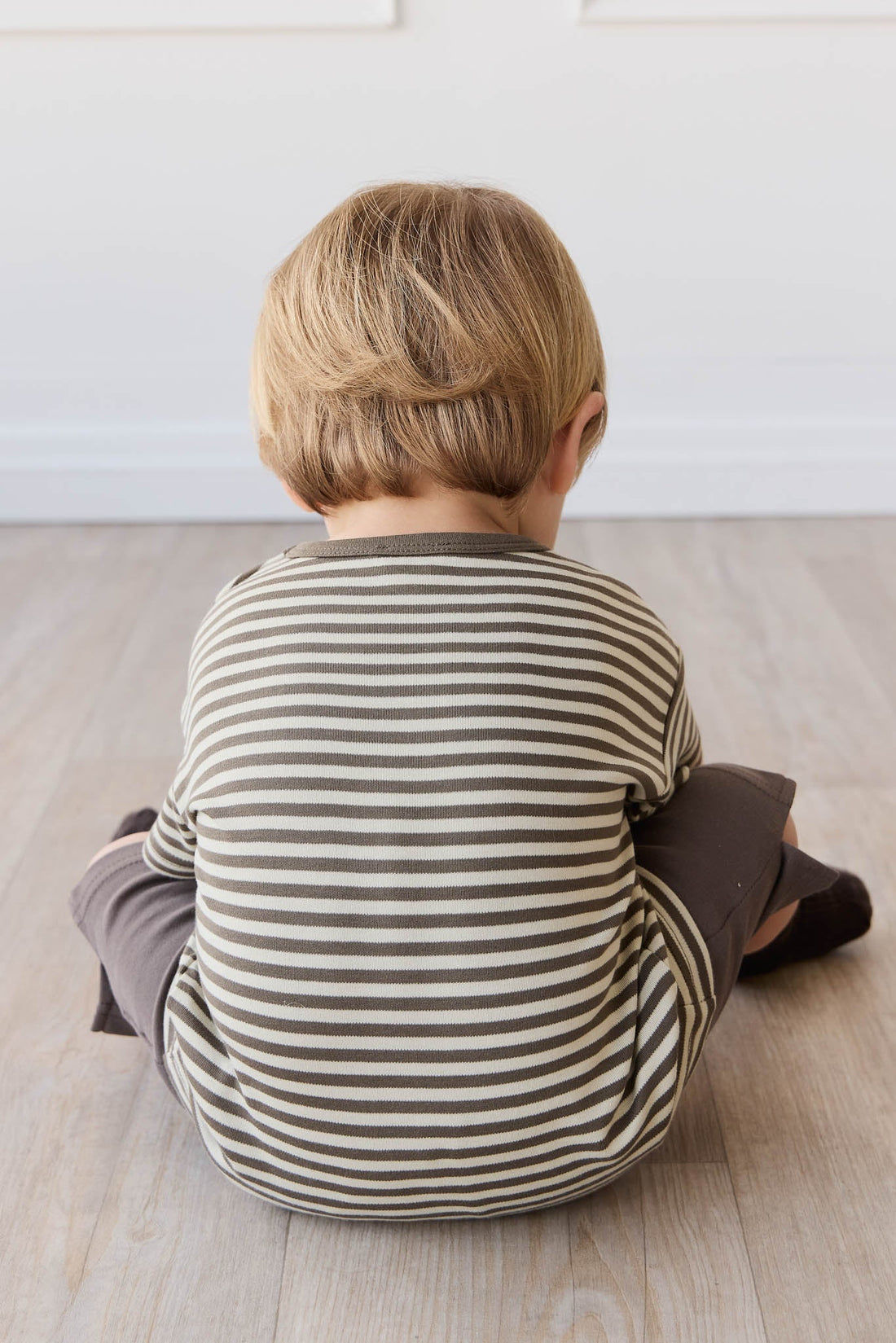 Pima Cotton Hunter Tee - Narrow Stripe Brownie/Biscuit Childrens Top from Jamie Kay Australia