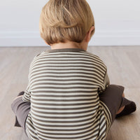 Pima Cotton Hunter Tee - Narrow Stripe Brownie/Biscuit Childrens Top from Jamie Kay Australia