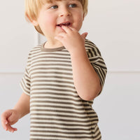 Pima Cotton Hunter Tee - Narrow Stripe Brownie/Biscuit Childrens Top from Jamie Kay Australia