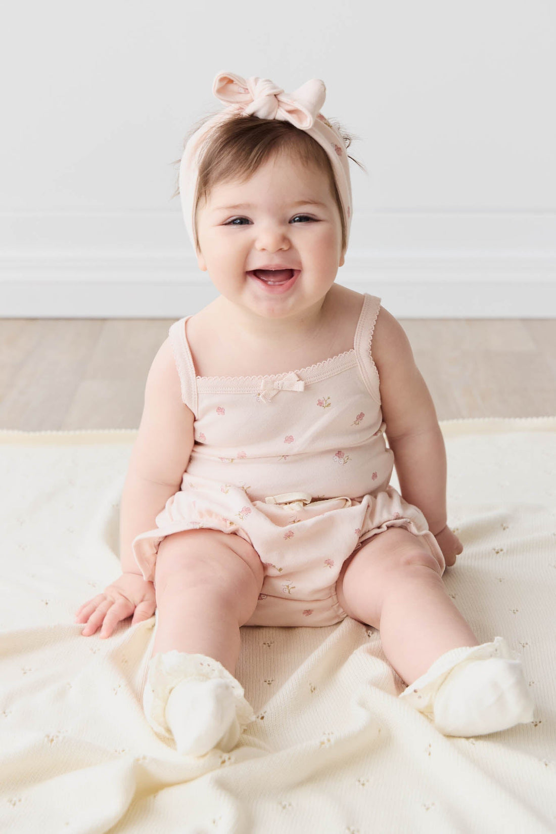 Organic Cotton Frill Bloomer - Meredith Morganite Childrens Bloomer from Jamie Kay Australia