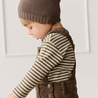 Pima Cotton Arnold Long Sleeve Top - Narrow Stripe Brownie/Biscuit Childrens Top from Jamie Kay Australia