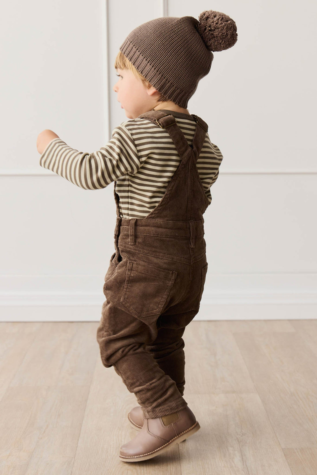 Pima Cotton Arnold Long Sleeve Top - Narrow Stripe Brownie/Biscuit Childrens Top from Jamie Kay Australia