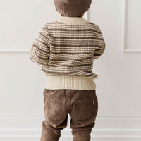 Leon Jumper - Harvest Stripe Brownie/Biscuit Childrens Jumper from Jamie Kay Australia