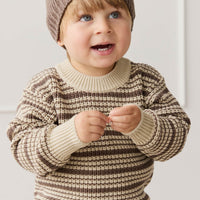 Leon Jumper - Harvest Stripe Brownie/Biscuit Childrens Jumper from Jamie Kay Australia