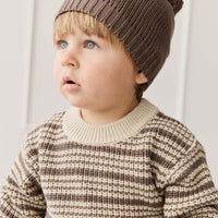 Leon Jumper - Harvest Stripe Brownie/Biscuit Childrens Jumper from Jamie Kay Australia