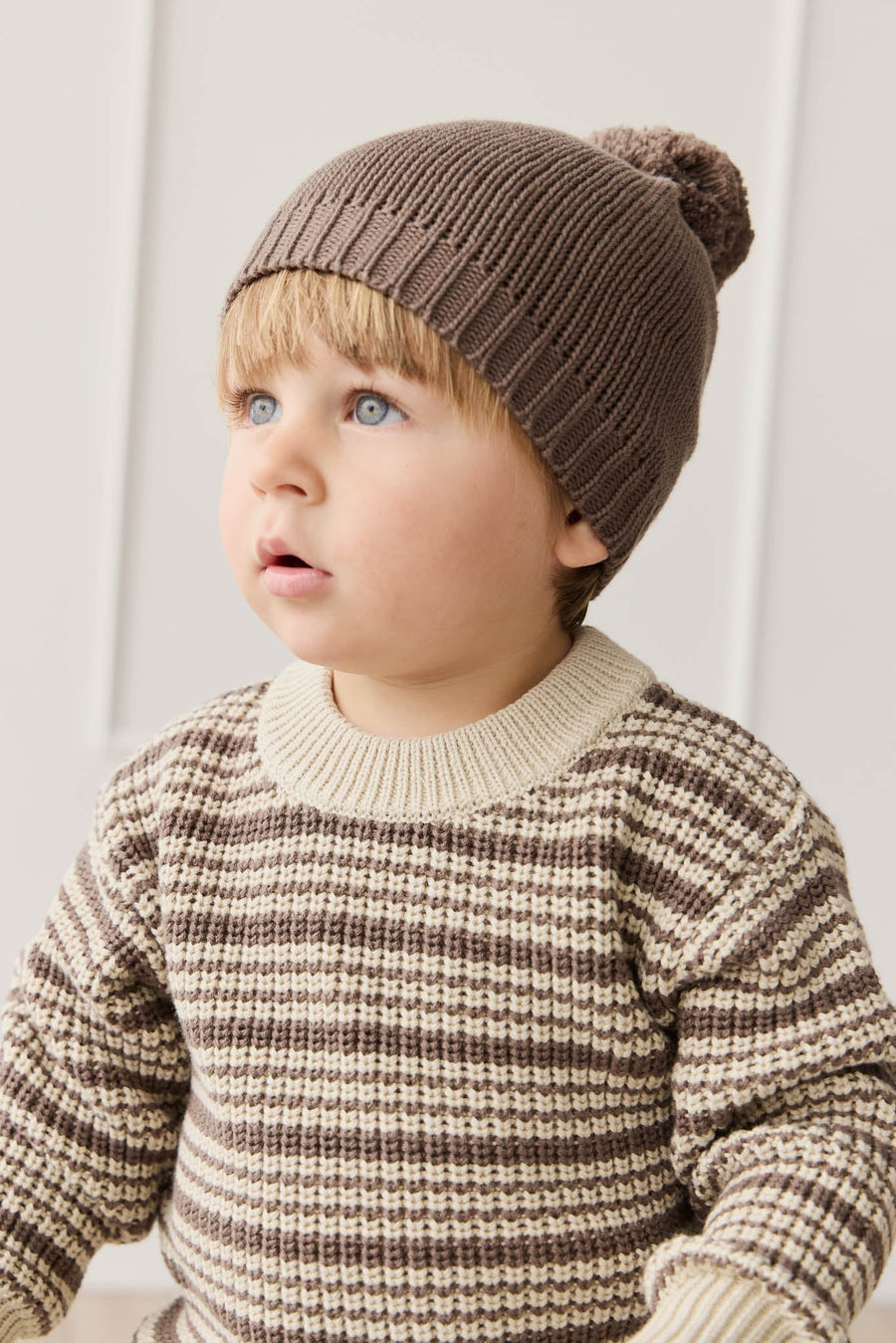 Leon Jumper - Harvest Stripe Brownie/Biscuit Childrens Jumper from Jamie Kay Australia