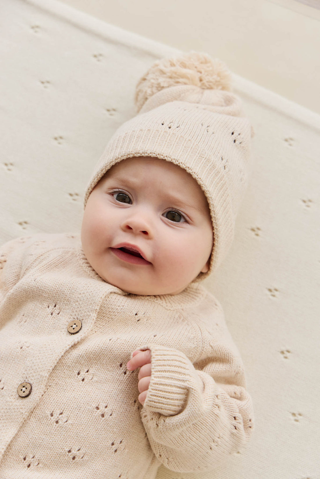 Alette Beanie - Light Oatmeal Marle Childrens Hat from Jamie Kay Australia