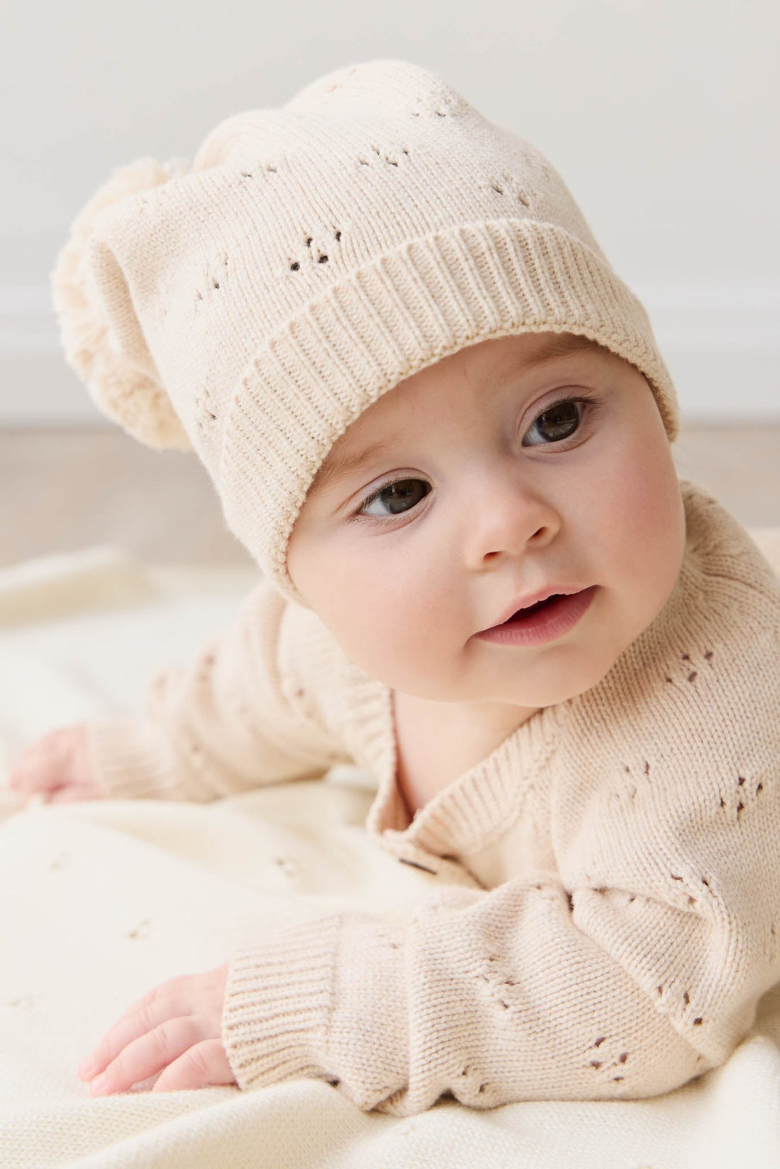 Alette Beanie - Light Oatmeal Marle Childrens Hat from Jamie Kay Australia