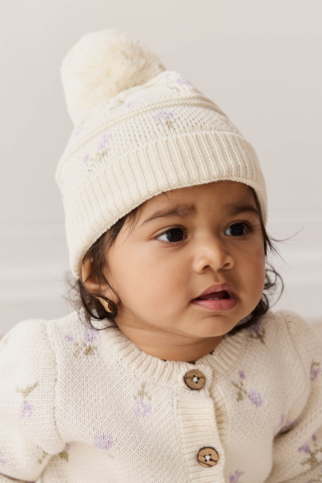 Delilah Knitted Hat - Delilah Knit Lavender Childrens Beanie from Jamie Kay Australia