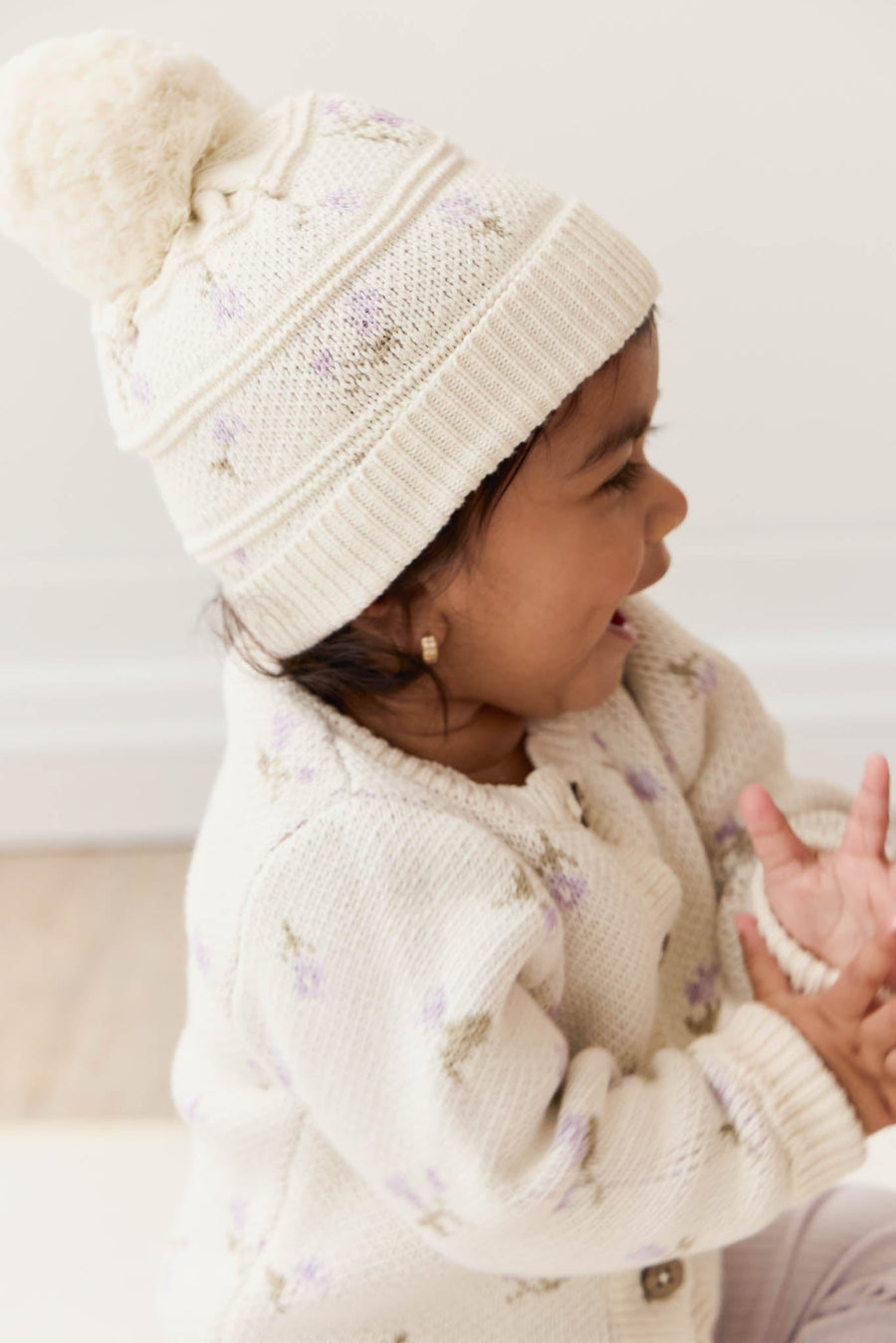 Delilah Knitted Hat - Delilah Knit Lavender Childrens Beanie from Jamie Kay Australia