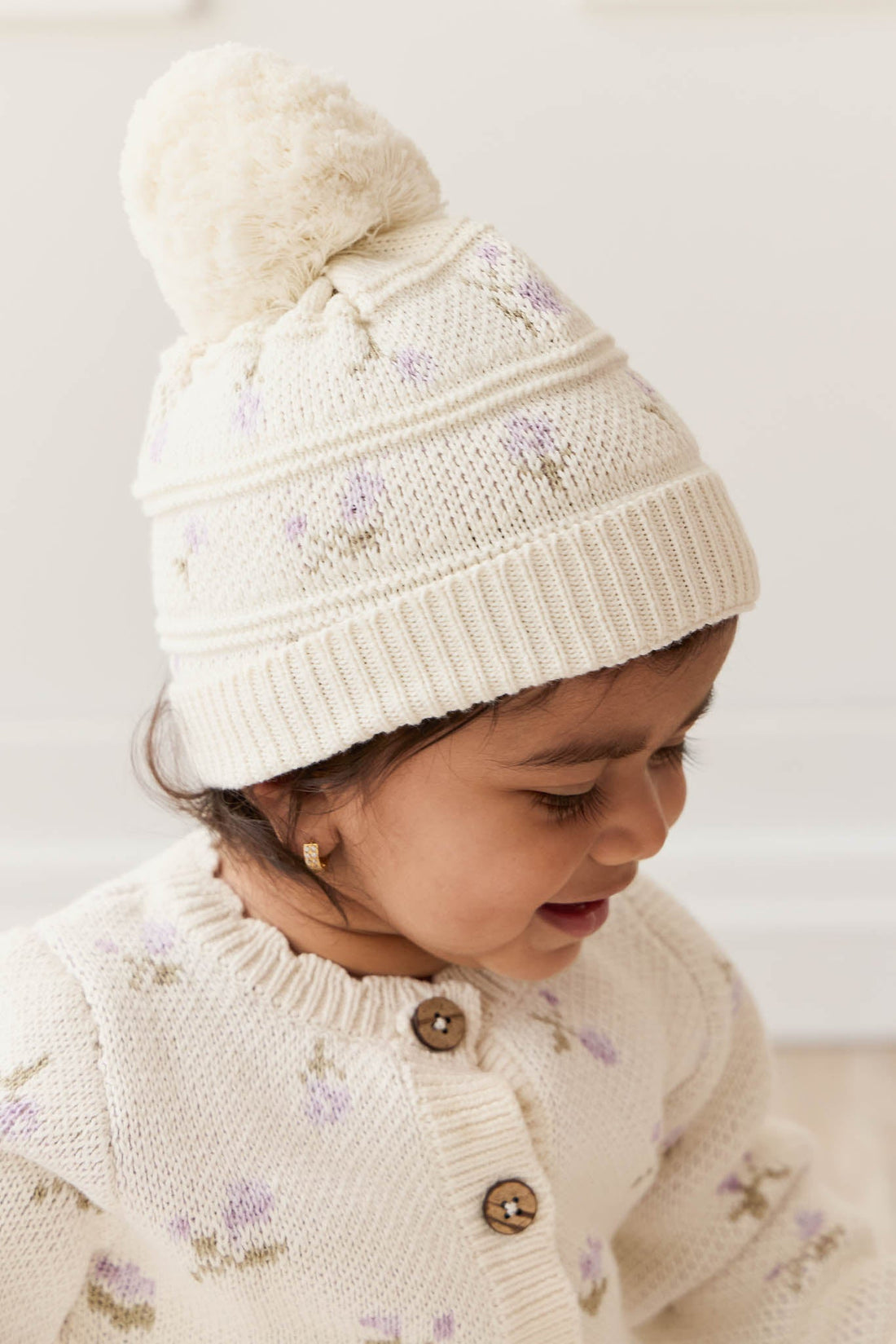 Delilah Knitted Hat - Delilah Knit Lavender Childrens Beanie from Jamie Kay Australia