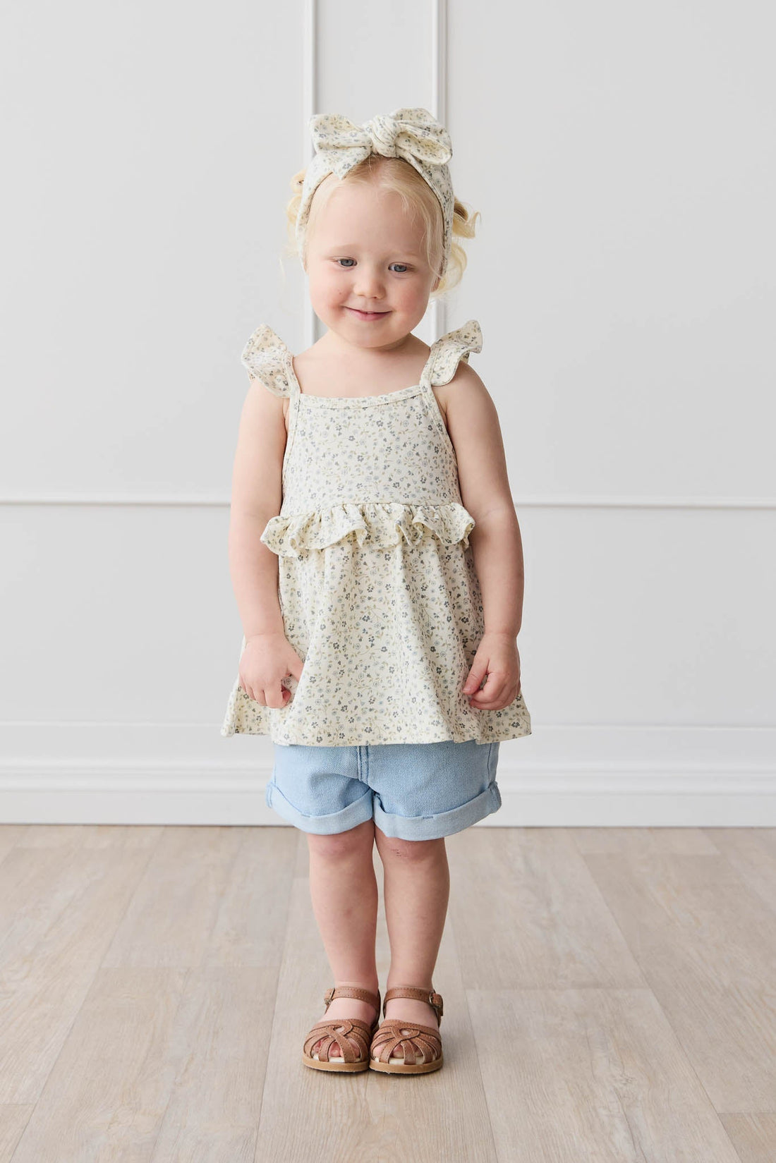 Organic Cotton Kaia Top - Dainty Egret Blues Childrens Top from Jamie Kay Australia