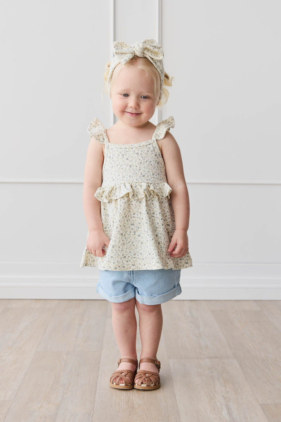 Organic Cotton Kaia Top - Dainty Egret Blues Childrens Top from Jamie Kay Australia