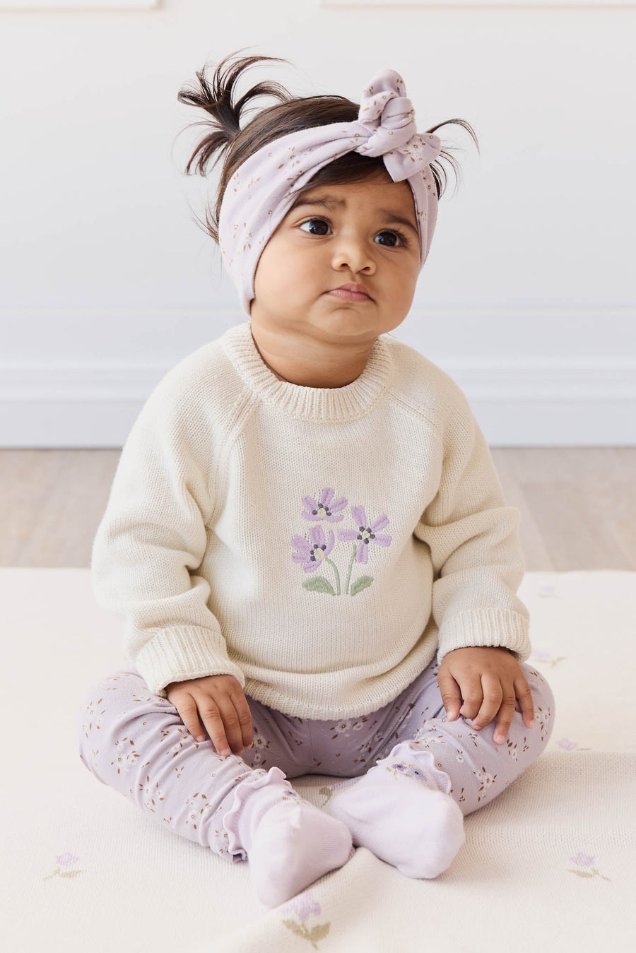 Macy Jumper - Cloud Meadow Flowers Placement Childrens Jumper from Jamie Kay Australia