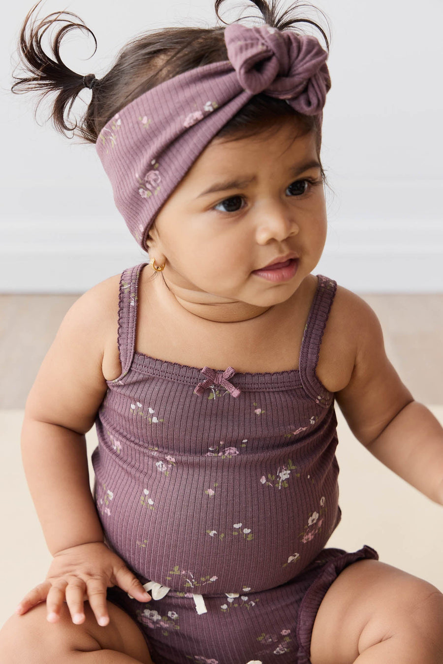 Organic Cotton Modal Bridget Singlet Bodysuit - Petite Fleur Childrens Bodysuit from Jamie Kay Australia