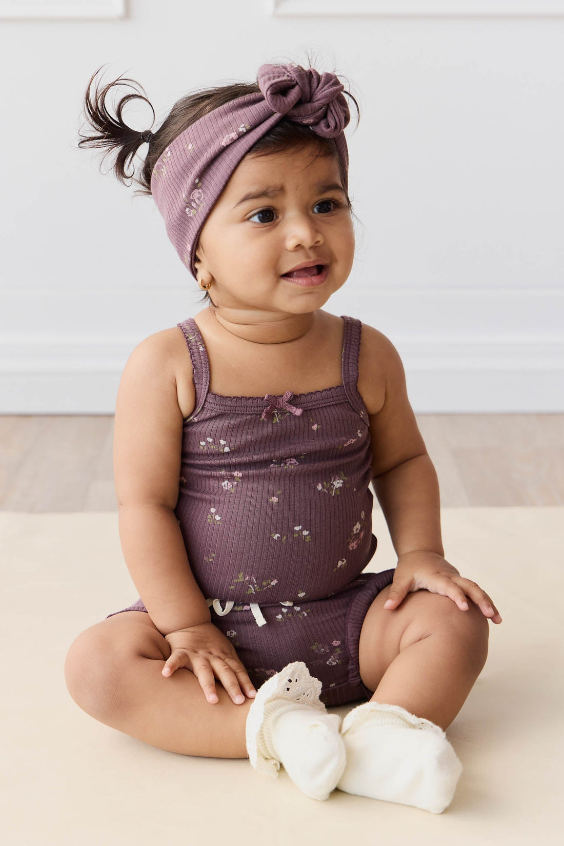 Organic Cotton Modal Bridget Singlet Bodysuit - Petite Fleur Childrens Bodysuit from Jamie Kay Australia