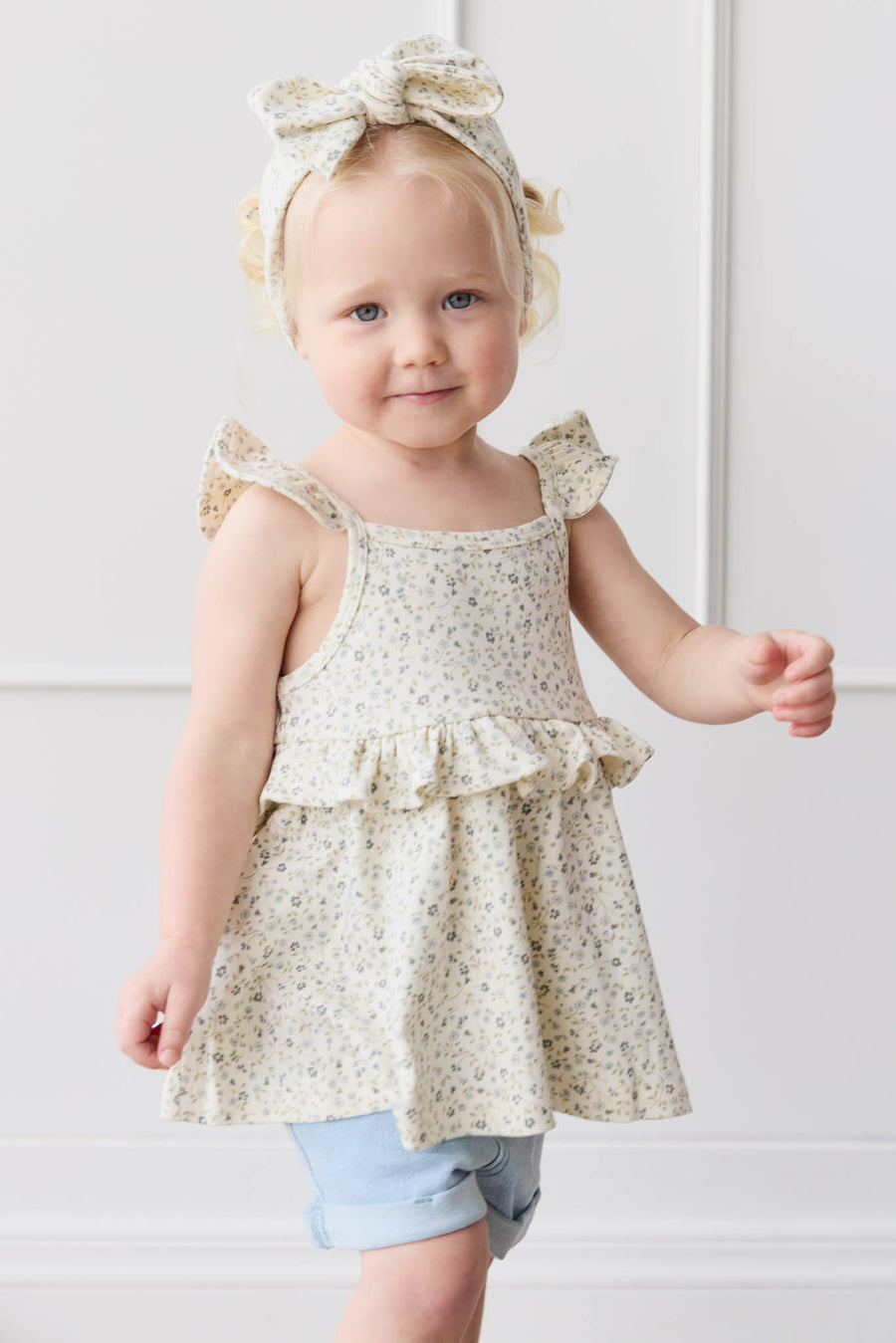 Organic Cotton Kaia Top - Dainty Egret Blues Childrens Top from Jamie Kay Australia