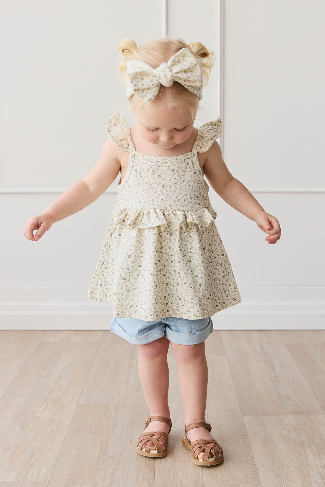 Organic Cotton Kaia Top - Dainty Egret Blues Childrens Top from Jamie Kay Australia