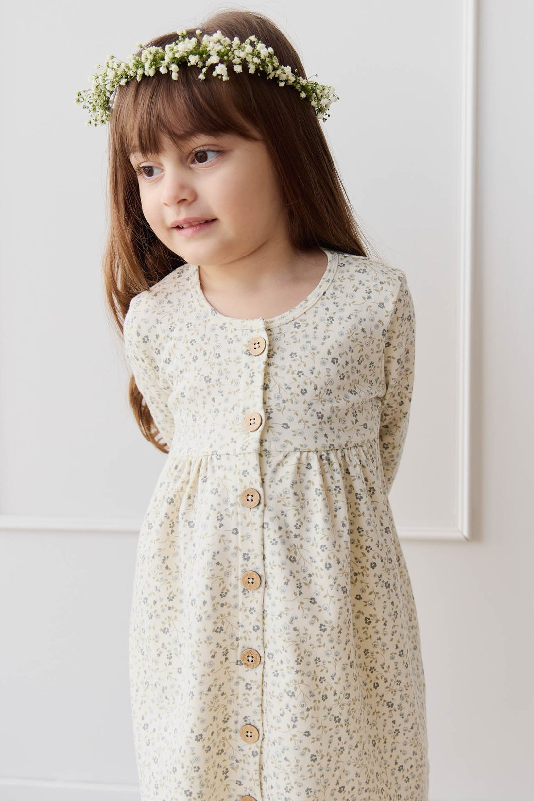 Organic Cotton Poppy Dress - Dainty Egret Blues Childrens Dress from Jamie Kay Australia